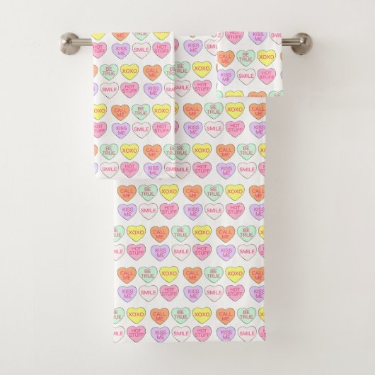 Pastel Valentijnsdag Snoep Harting Love Print Bad Handdoek (Insitu)