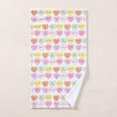 Pastel Valentijnsdag Snoep Harting Love Print Bad Handdoek (Handdoek)