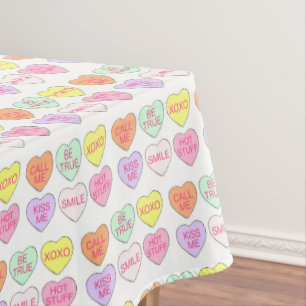 Pastel Valentijnsdag Snoep Harting Love Print Tafelkleed