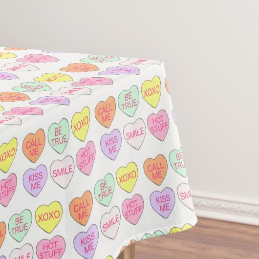 Pastel Valentijnsdag Snoep Harting Love Print Tafelkleed (Voorbeeld)