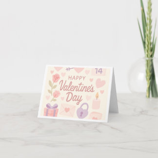 Pastel Valentijnskaart – Rozen, Harten & Snoepjes Kaart
