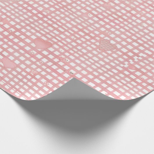 Pastel Valentine Gingham Wrapping Paper Cadeaupapier (Hoek)