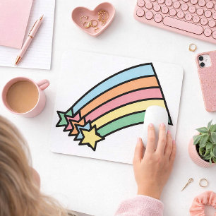 Pastel vallende ster regenboog retro esthetiek  muismat