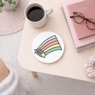 Pastel vallende ster regenboog retro esthetiek  zandsteen onderzetter