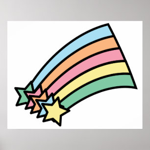 Pastel vallende ster regenboog retro esthetisch on poster