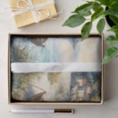 Pastel van 2 rauwboten op de kust in kustzicht tissuepapier (Geschenk)