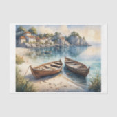 Pastel van 2 rauwboten op de kust in kustzicht tissuepapier (Voorkant)