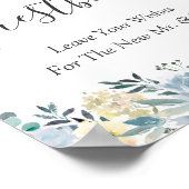 Pastel Vanilla Blue Floral Wedal Guestbook Poster (Hoek)