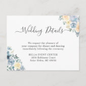 Pastel Vanilla Blue Floral Wedding Details Kaart (Voorkant)