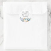 Pastel Vanille Blauw Bloemen Bruiloft Envelope Sea Ronde Sticker (Tas)