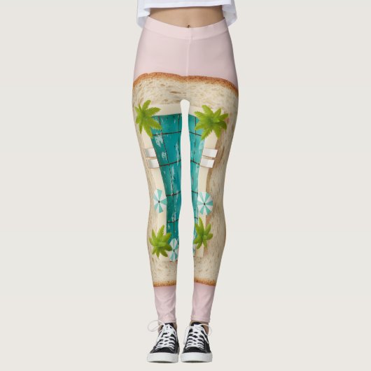Pastel Vaporwave Pool Toast Leggings (Voorkant)