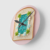 Pastel Vaporwave Pool Toast Ronde Klok (Hoek)