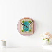 Pastel Vaporwave Pool Toast Ronde Klok (Huis)