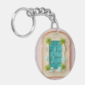 Pastel Vaporwave Pool Toast Sleutelhanger (Voorkant Links)