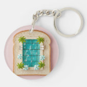 Pastel Vaporwave Pool Toast Sleutelhanger (Achterkant)