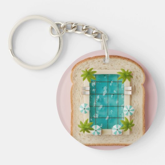 Pastel Vaporwave Pool Toast Sleutelhanger (Voorkant)
