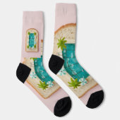 Pastel Vaporwave Pool Toast Sokken (Rechts)