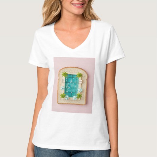 Pastel Vaporwave Pool Toast T-shirt (Voorkant)
