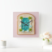 Pastel Vaporwave Pool Toast Vierkante Klok (Huis)