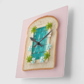 Pastel Vaporwave Pool Toast Vierkante Klok (Hoek)