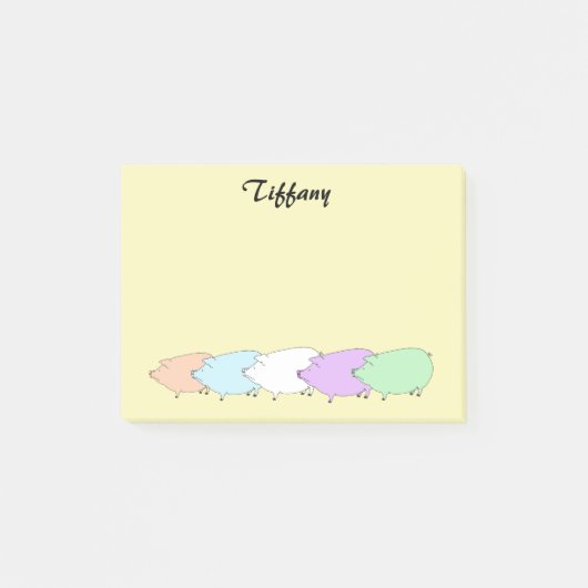 Pastel Varkensparade gepersonaliseerd Post-it® Notes (Voorkant)