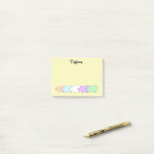 Pastel Varkensparade gepersonaliseerd Post-it® Notes (Op bureau)