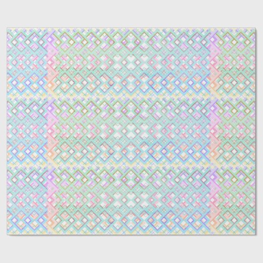 Pastel veelkleurige roze groen geometrisch cadeaupapier (Vlak)