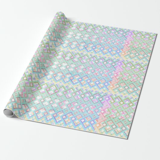 Pastel veelkleurige roze groen geometrisch cadeaupapier (Uitgerold)