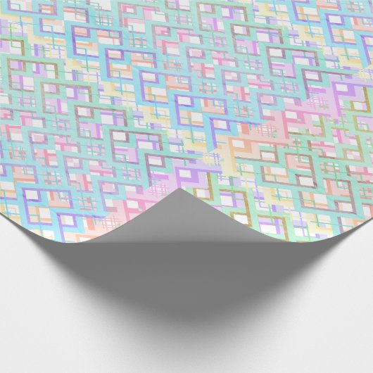 Pastel veelkleurige roze groen geometrisch cadeaupapier (Hoek)