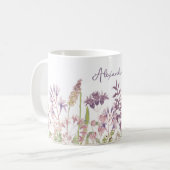 Pastel veld van wilde bloemen monogram koffiemok (Voorkant links)