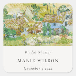 Pastel Velden Berglandschap Bruidsdouche Vierkante Sticker