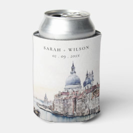 Pastel Venetië Italië Canals Waterverf Bruiloft Blikjeskoeler