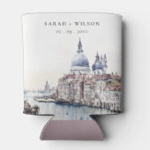 Pastel Venetië Italië Canals Waterverf Bruiloft Blikjeskoeler (Achterkant)