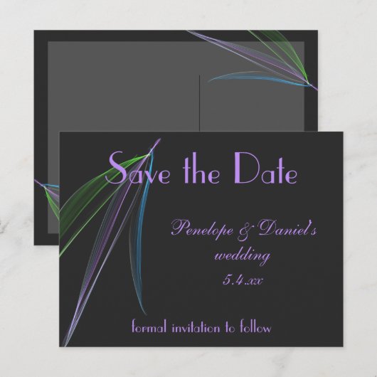 Pastel Veren Abstract Aangepaste SAVE THE DATE Aankondigingskaart (Voorkant / Achterkant)