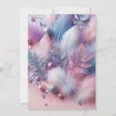 Pastel Veren Parels Glitter Bladeren Quinceañera Kaart (Achterkant)