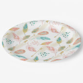 Pastel Veren Roze Blauwgroen Gouden Pijlen Papier  Papieren Bordje (Gekanteld)