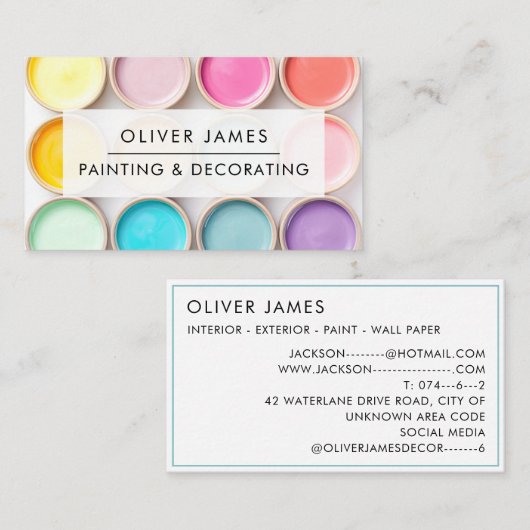 Pastel verf potten Kunstenaar Schilder of Decorato Visitekaartje (Voorkant / Achterkant)