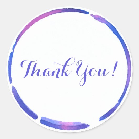 Pastel verfring Waterverf, Paarse dank u Ronde Sticker (Voorkant)