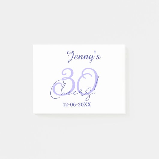 Pastel verjaardag 30 elegant paars naam da post-it® notes (Voorkant)