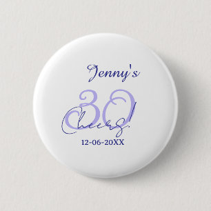 Pastel verjaardag 30 elegant paarse naam da ronde button 5,7 cm