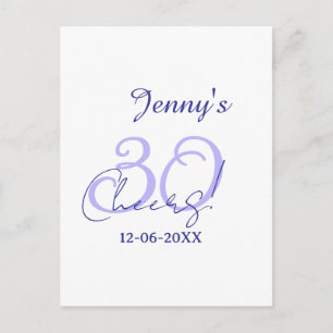 Pastel verjaardag 30ste verjaardag paarse elegante briefkaart