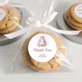 Pastel Verjaardag taart verjaardag dank u Ronde Sticker