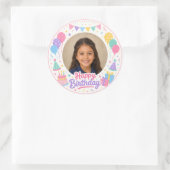 Pastel Verjaardagsfotolijst Ronde Sticker (Tas)