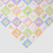 Pastel Verjaardagsiconen Patroon Tissuepapier (Detail)