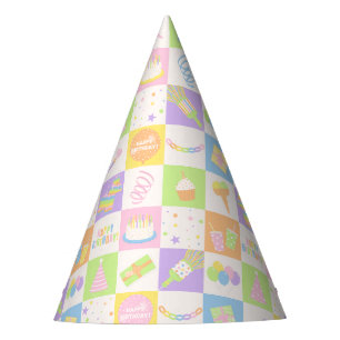 Pastel Verjaardagsicoontjes Feesthoed Feesthoedjes