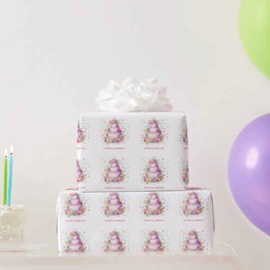 Pastel Verjaardagstaart verjaardag Cadeaupapier (Feestgeschenken)