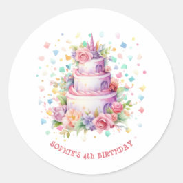 Pastel Verjaardagstaart verjaardag Ronde Sticker