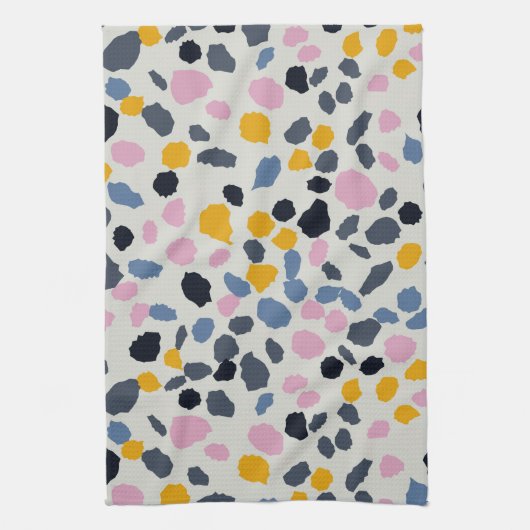 Pastel verkleurt het abstracte patroon terrazzo theedoek (Verticaal)