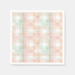 Pastel Verpleegsters Leven Geruit Patroon Servet
