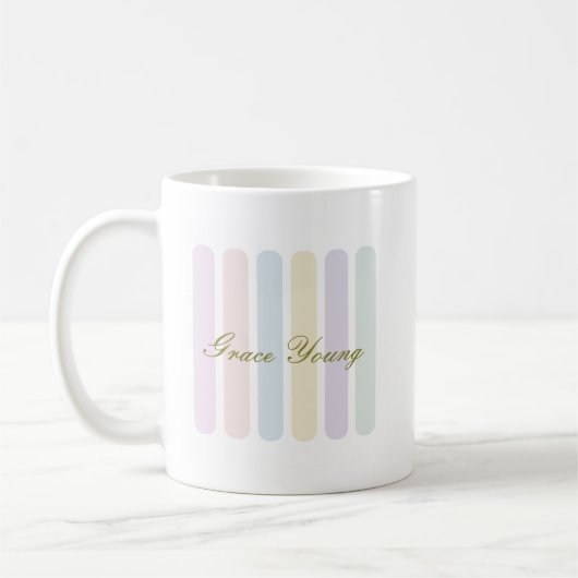 Pastel Vertical Stripes Script Name Koffiemok (Links)